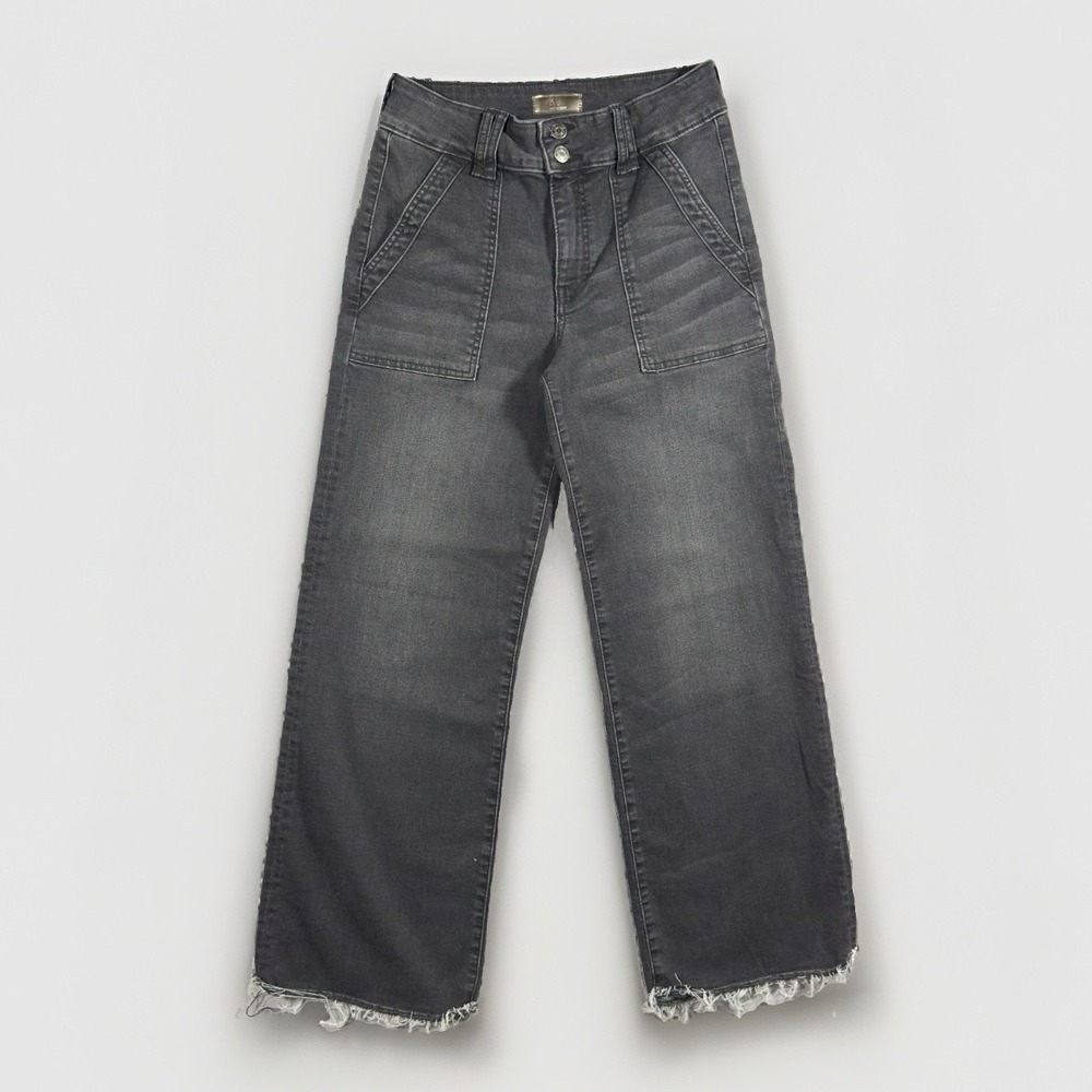 KUT From The Kloth Jodi Jeans Womens 2 High Rise Straight Leg Black Raw Hem